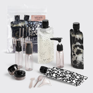 Kit de 11uds de envases formato viaje - Negro y marfil