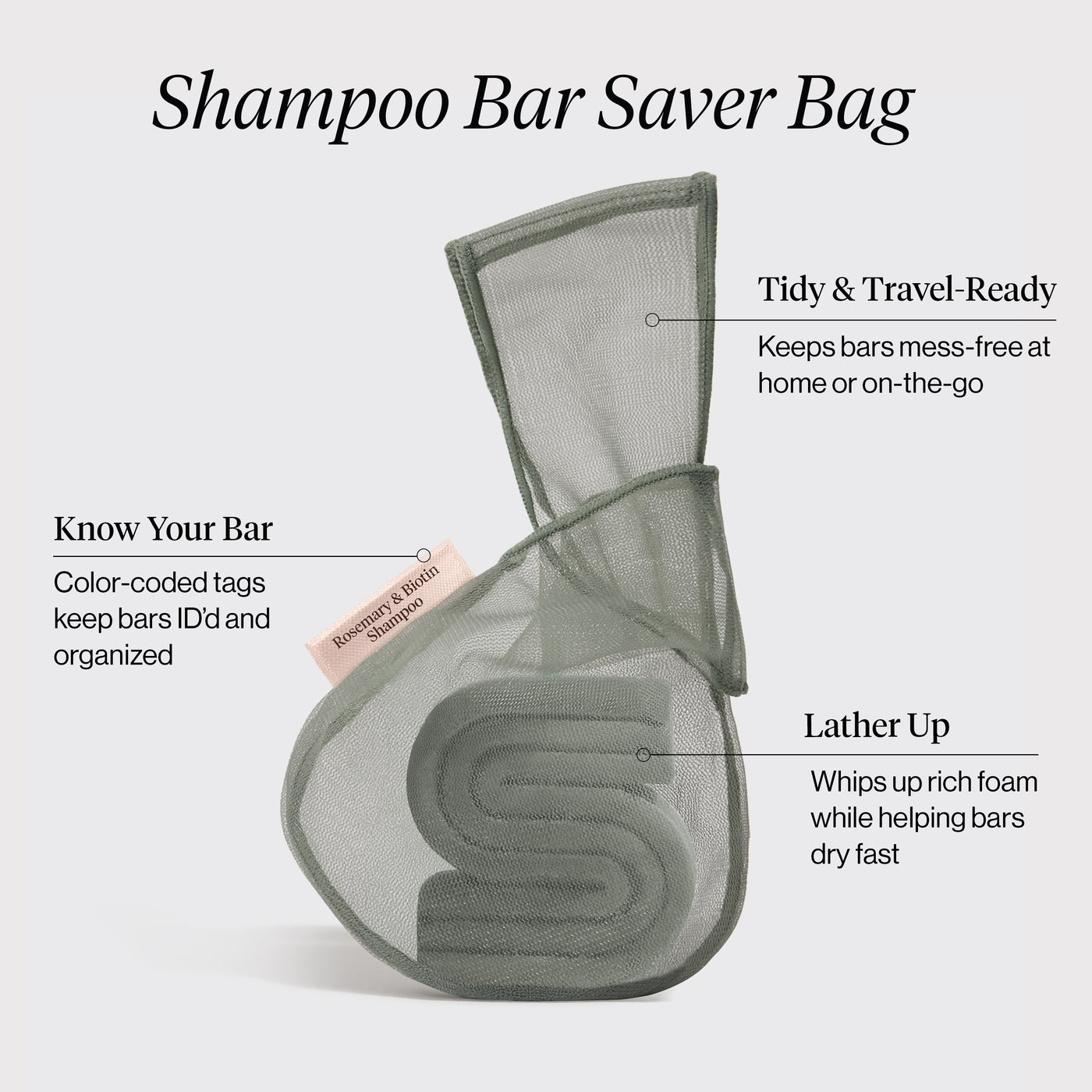Sacchettino porta shampoo - Rosmarino e biotina - Verde