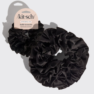 Elastico per capelli nero con volant