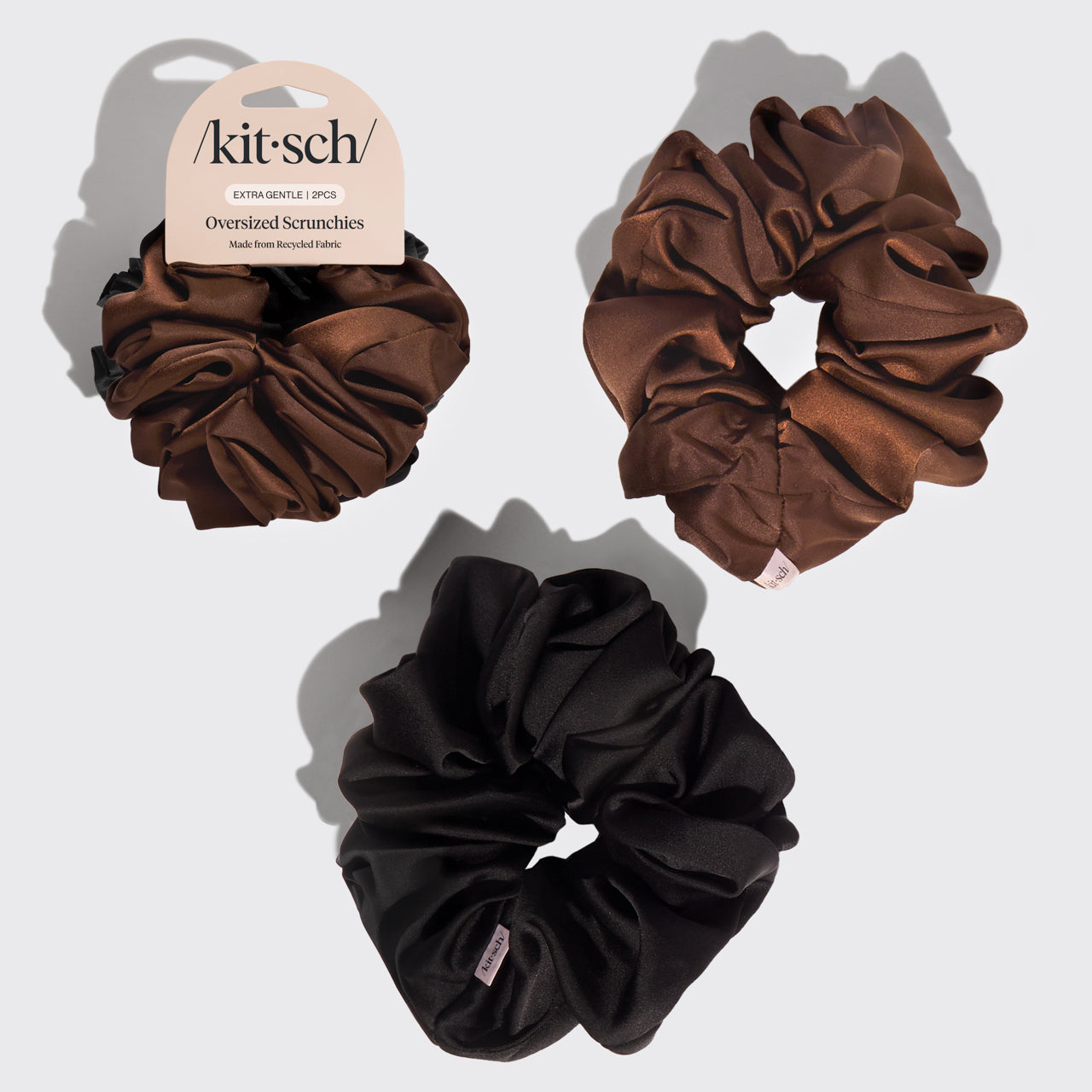 Scrunchies oversize neri e color cioccolato
