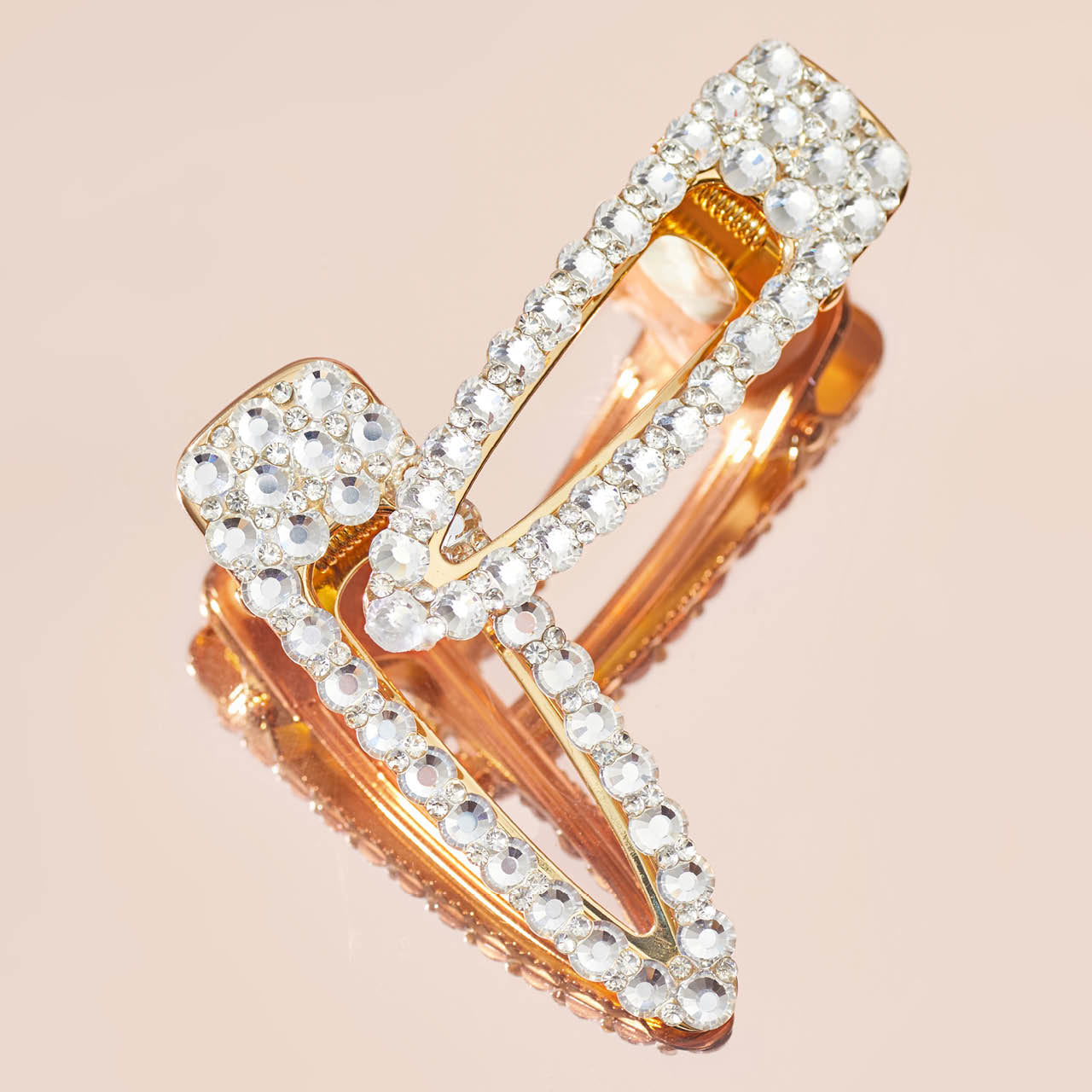 Pinza para el pelo de metal con diamantes de imitación 1ud - Oro