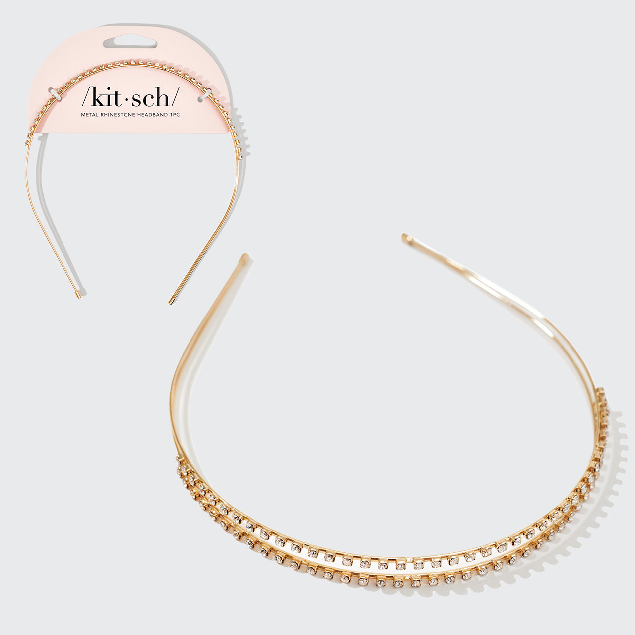 Fascia doppia in metallo dorato con strass