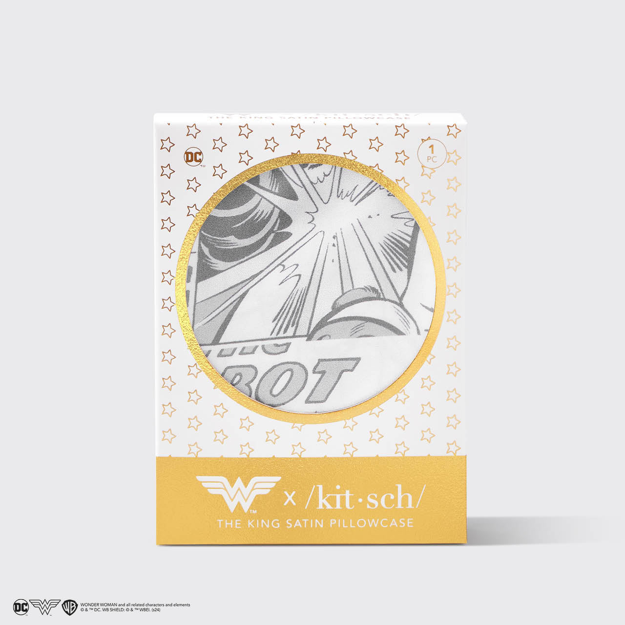 Kitsch x Wonder Woman Satin Pillowcase in Comic Print - King