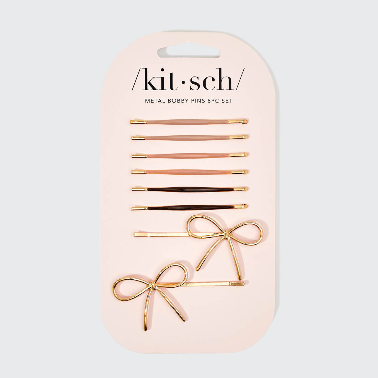 Épingles à cheveux en métal émaillé avec nœud et bouffant, lot de 8 pièces - bois de rose
