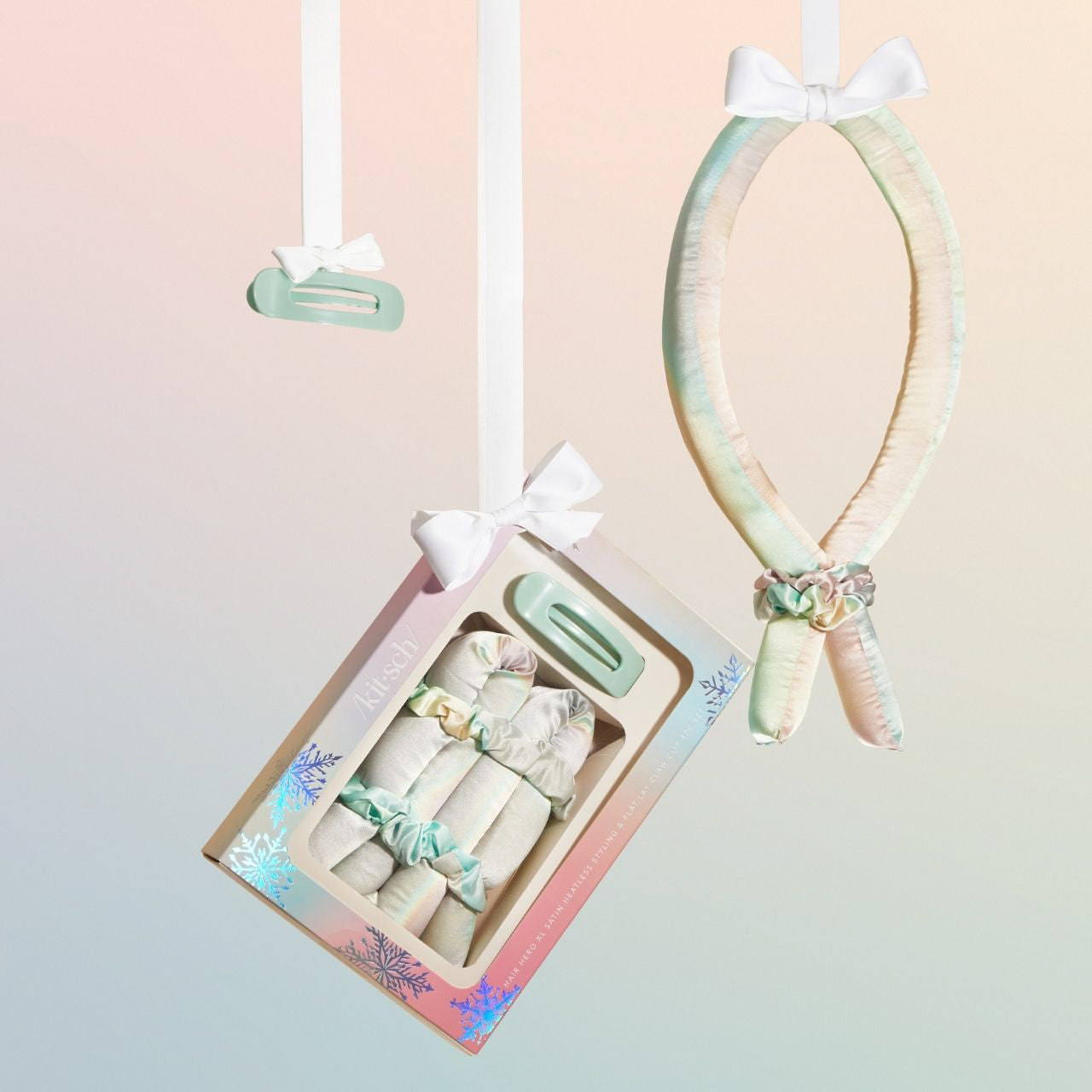 Set de 4 unidades - Rizador sin calor de cabello satinado y Pinza de estilo plano - Aura