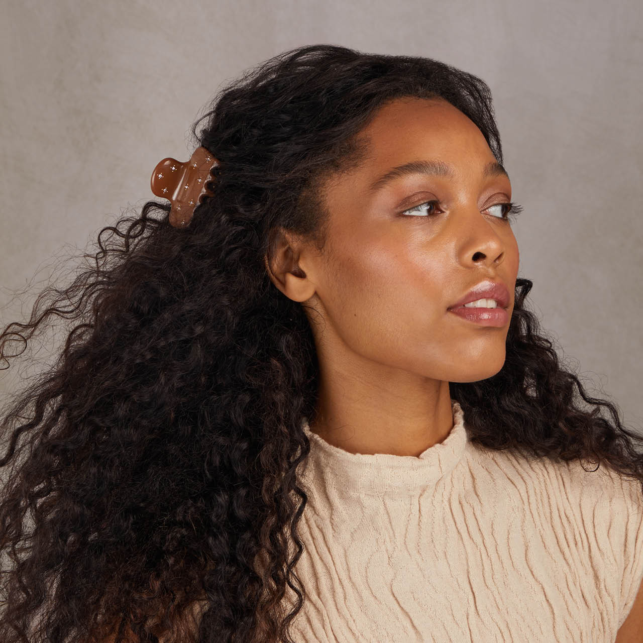 Camel Rhinestone Cloud Claw Clip