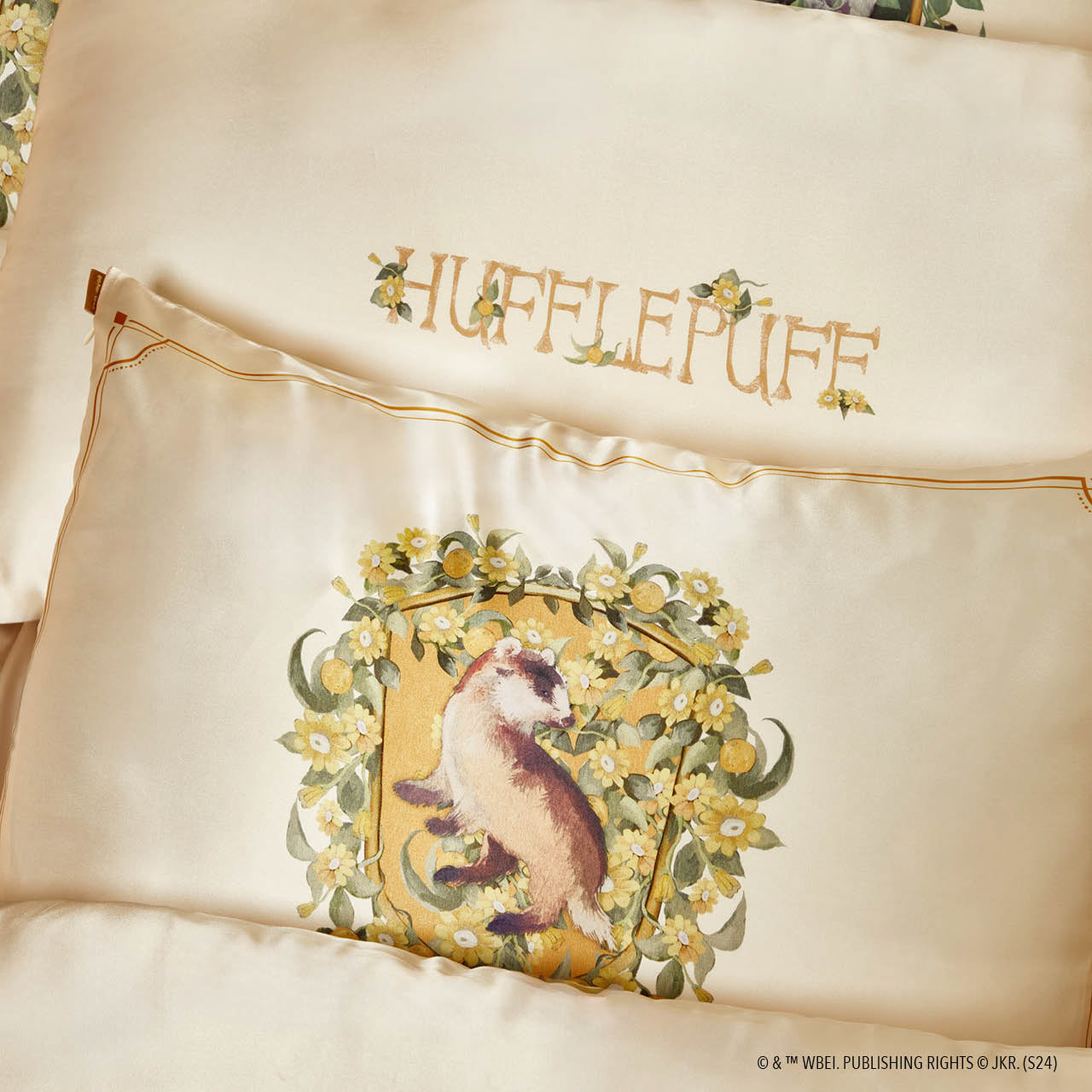 Kitsch x Harry Potter Funda de Almohada de Satén Hufflepuff - King