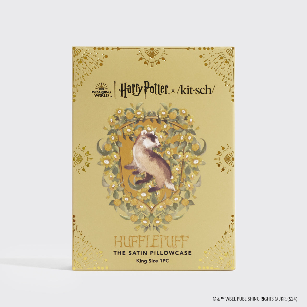 Kitsch x Harry Potter Funda de Almohada de Satén Hufflepuff - King