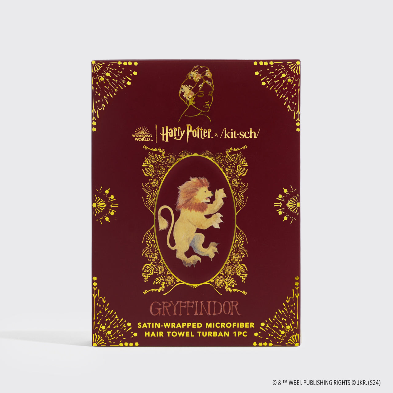 Kitsch x Harry Potter Satin Wrapped Hair Towel in Gryffindor