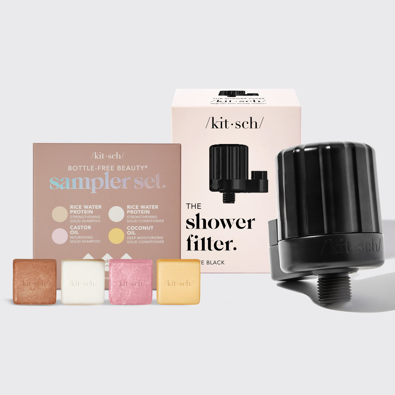 Filtro doccia + Shampoo e balsamo 4 pezzi - Nero