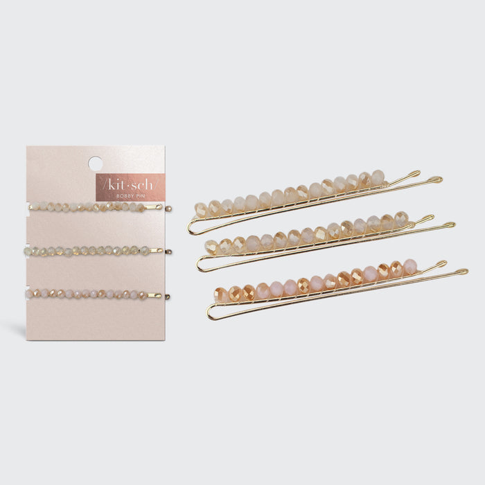 Alfileres de metal con cuentas - Blush/Mauve