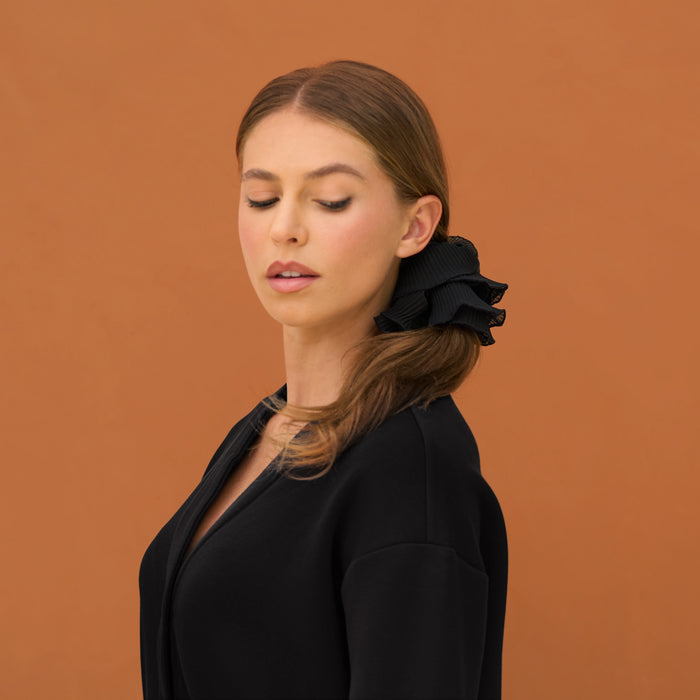 Halloween Black Pleated Scrunchie