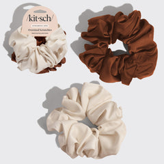 Chouchous oversize crème et camel