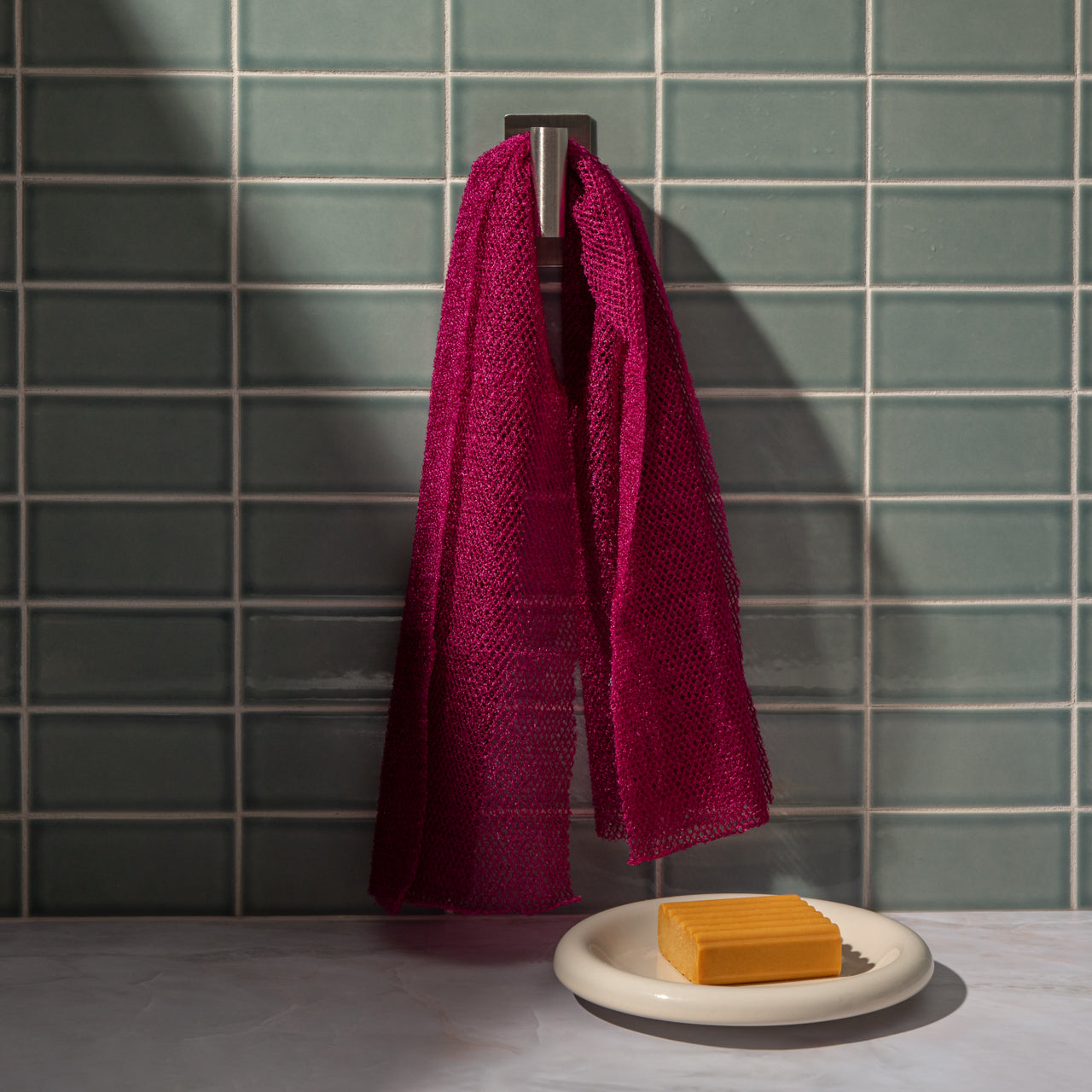 Kitsch Berry Pink African Net Sponge with Kojic Acid Face and Body Wash Bar for a full-body cleansing routine
