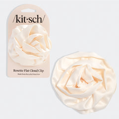 Pince crabe plate en satin avec rosette (Cloud Clip) - Crème - Moyenne