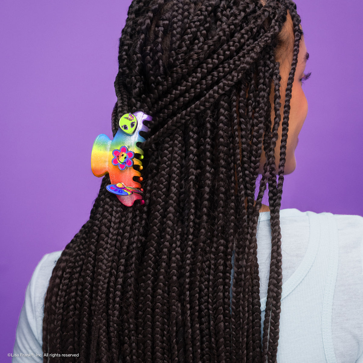 Lisa Frank x KitschPop Curved Claw Clip 7pc Set in Fantastic World of Lisa Frank - on-model lifestyle #3