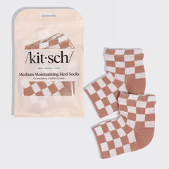 Terracotta Checker Moisturizing Heel Socks - Medium