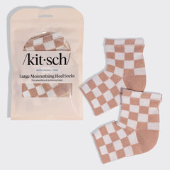 Terracotta Checker Moisturizing Heel Socks - Large