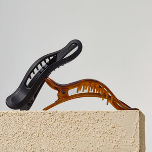 Flat Lay Claw Clip 2pc Curved- Μαύρο & Tort