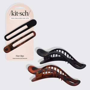 Flat Lay Claw Clip 2pc Curved- Μαύρο & Tort