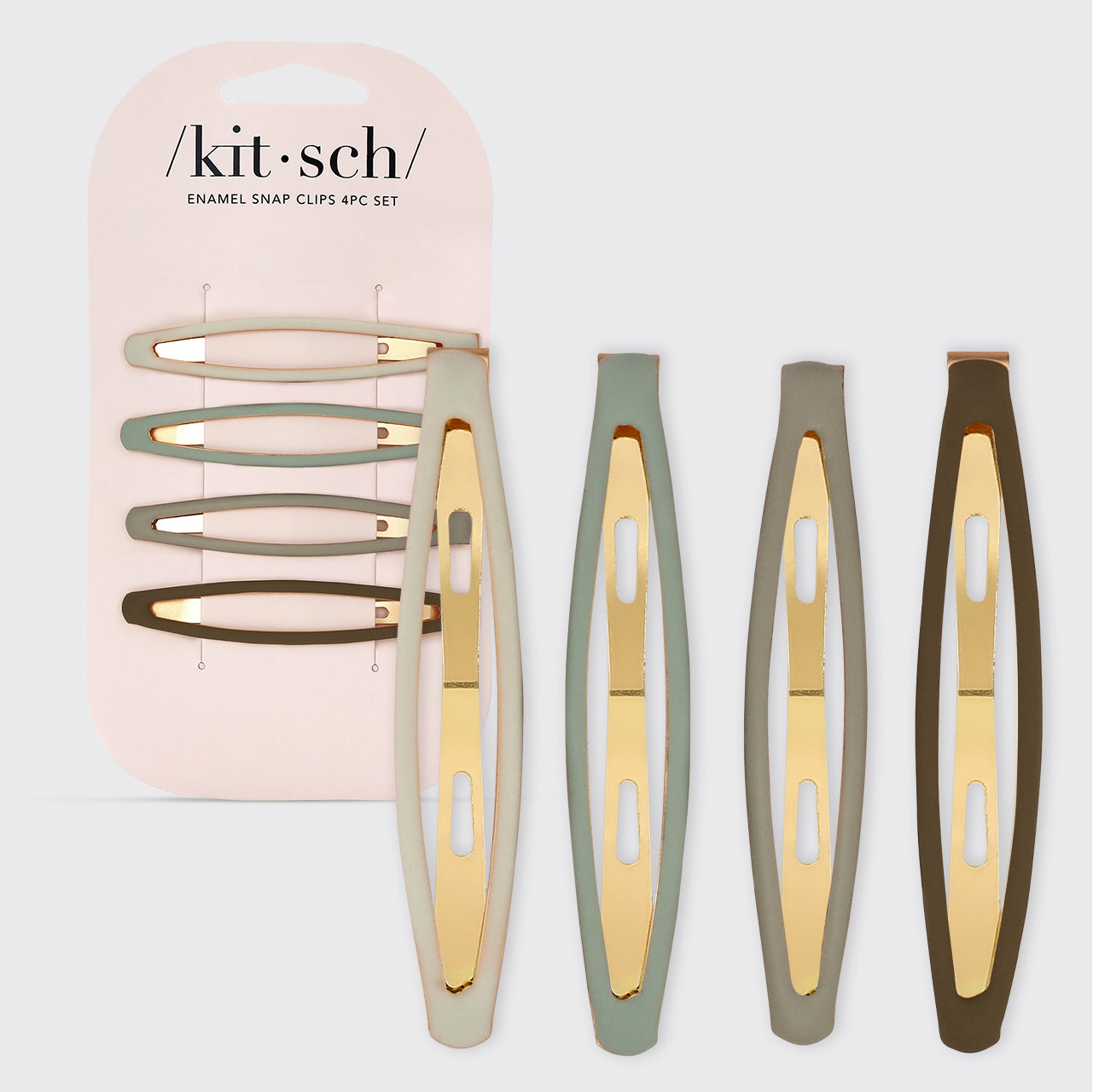 Enamel Elongated Snap Clips 4pc Set - Eucalyptus