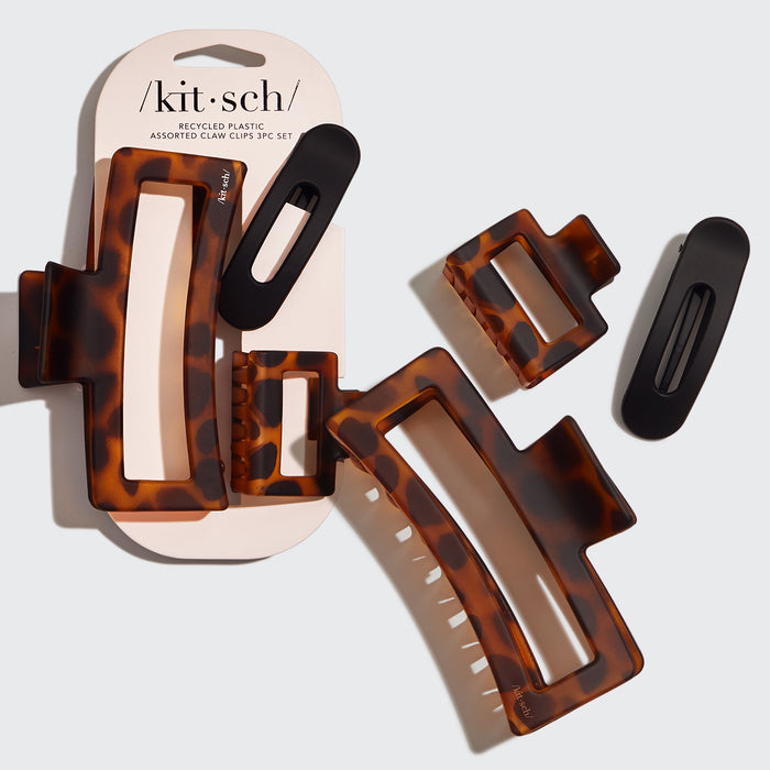 Plastique recyclé Assorted Claw Clips 3pc - Rectangle Open Shape