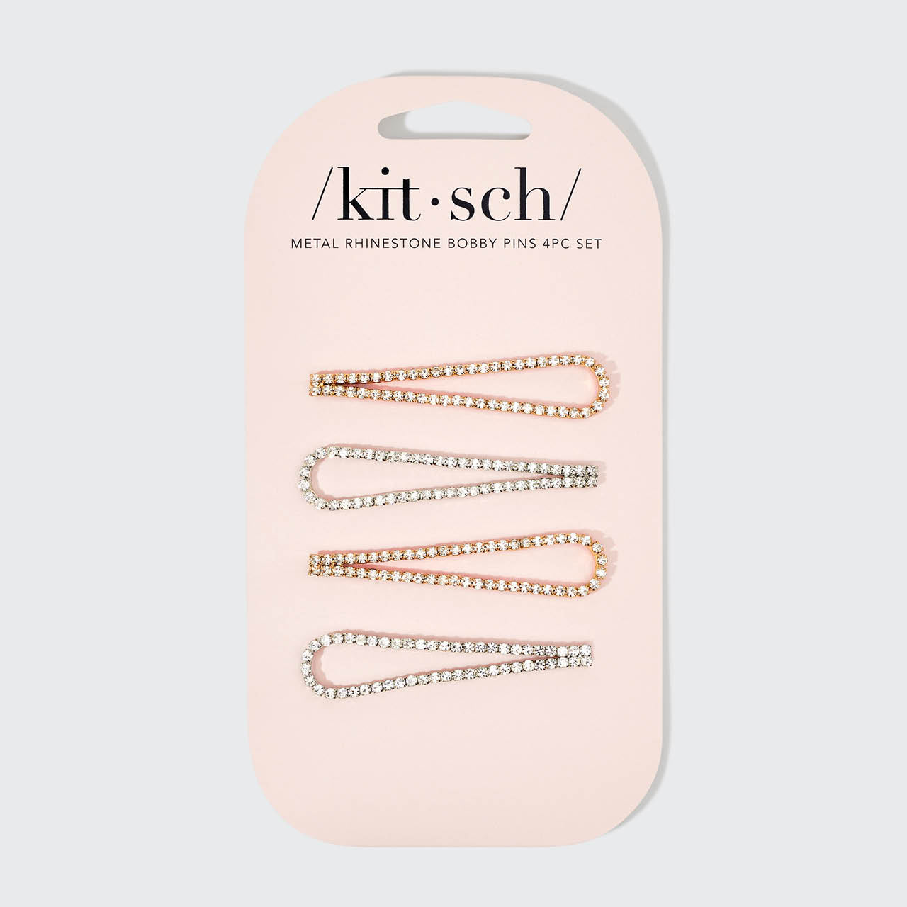 Spille Bobby in metallo con strass a goccia 4 pezzi - Oro e argento