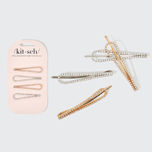 Spille Bobby in metallo con strass a goccia 4 pezzi - Oro e argento