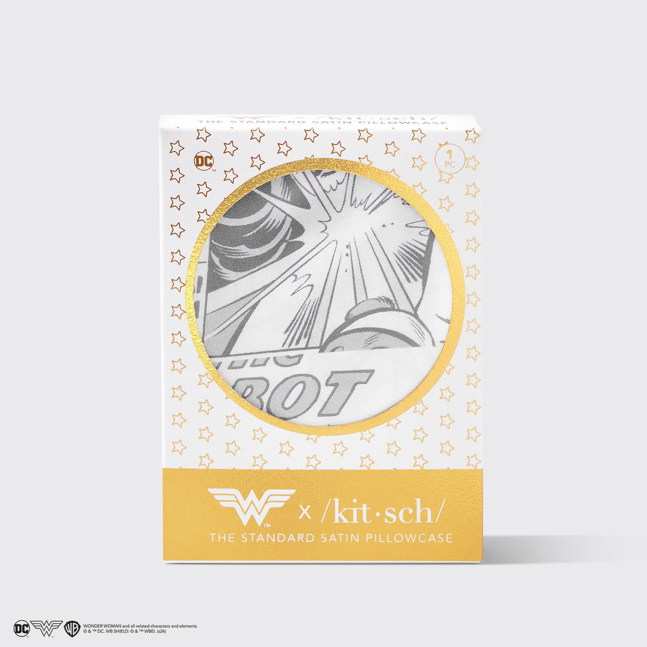 Taie d'oreiller en satin Kitsch x Wonder Woman - Imprimé comique