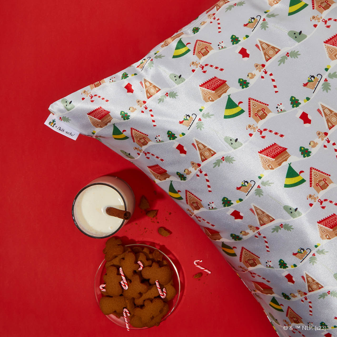 Kitsch x elf Satin Pillowcase in Periwrinkle Christmas - King