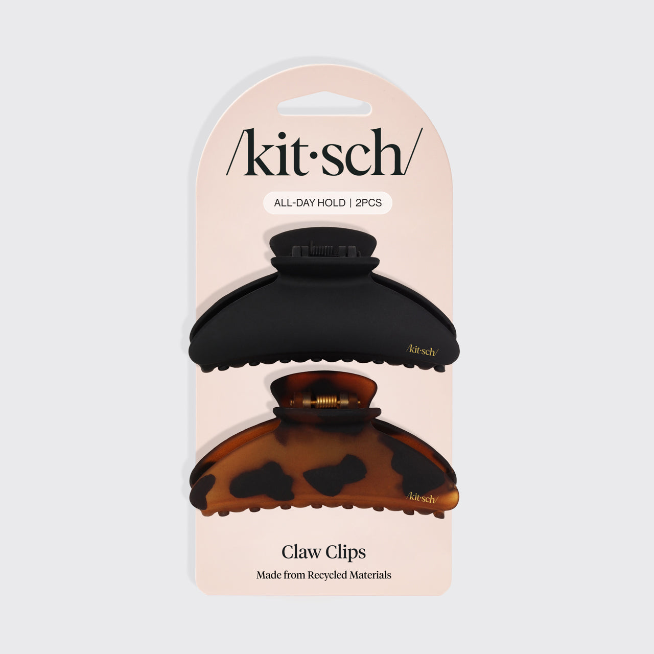 Black & Tort Curved Claw Clips 2pc Set - Medium