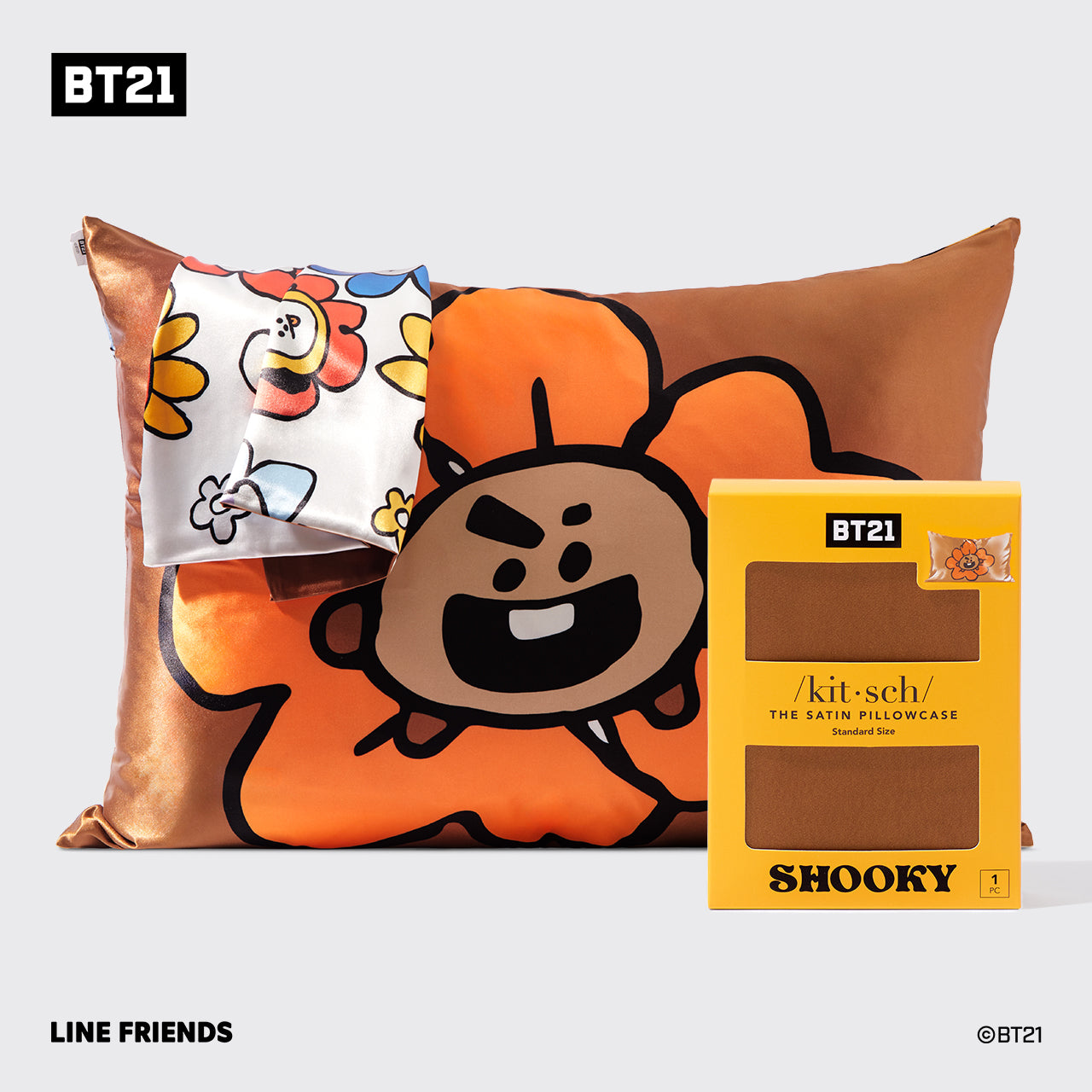 Taie d'oreiller en satin Kitsch x BT21 - SHOOKY