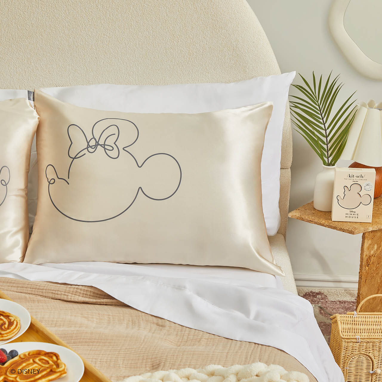 Kitsch & Mickey e Minnie Federa di raso standard Mr. Mouse - Crema