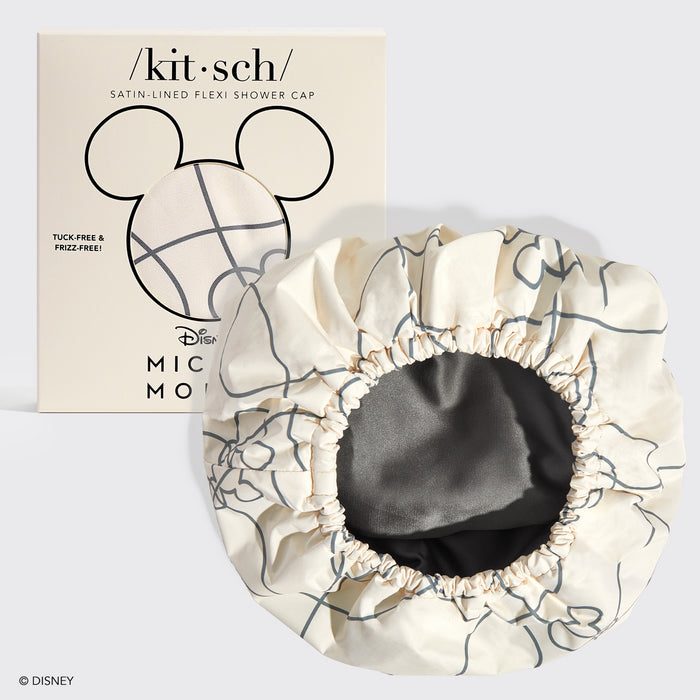 Mickey/ Minnie x Kitsch Gorro de ducha flexible con forro de satén - Mickey Maze