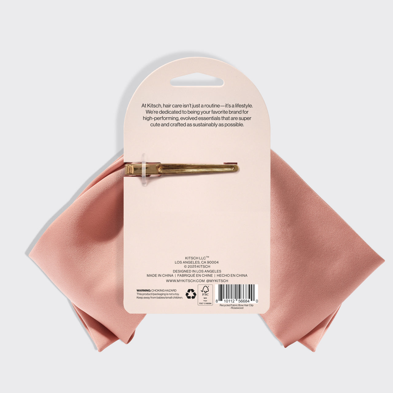 Pinza para el pelo con lazo de tela reciclada - Palisandro