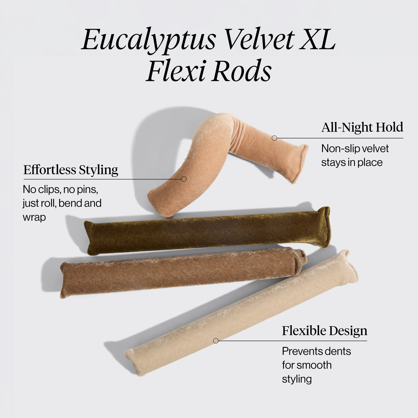 Set di bigodini flessibili in velluto XL Eucalyptus 4 pz.