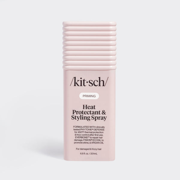 Kitsch Heat Protectant & Styling Mist bottle on a soft neutral background – thermal protection up to 450°F