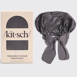 Charcoal Oversized Satin Bonnet