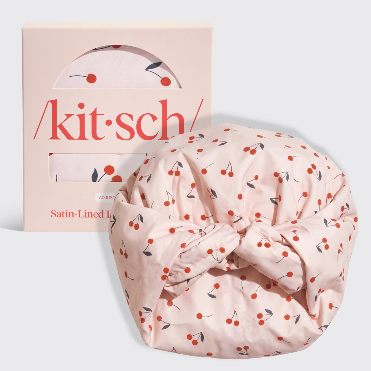 Cherry Print Satin Shower Cap