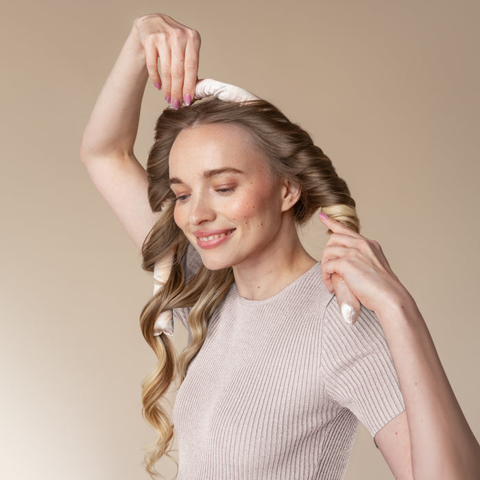 مجموعة تجعيد الشعر بدون حرارة من الساتان - صبغة ربطة غروب الشمس