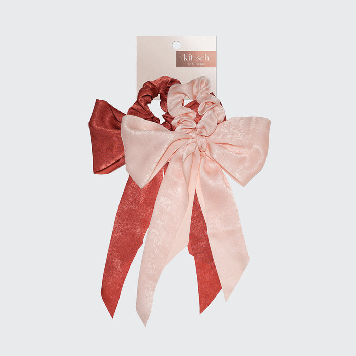 Satin Scarf Scrunchies - Blush/Mauve