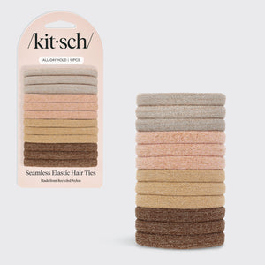 Set de 12 elásticos con purpurina neutra