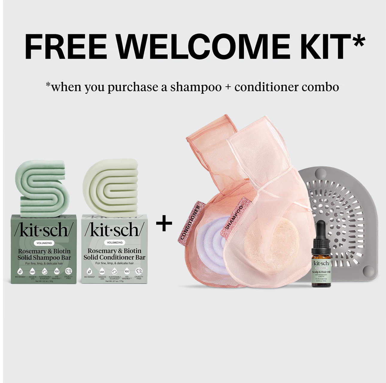 Winter Welcome Kit Rosemary & Biotin Volumizing Shampoo & Conditioner Bar Combo