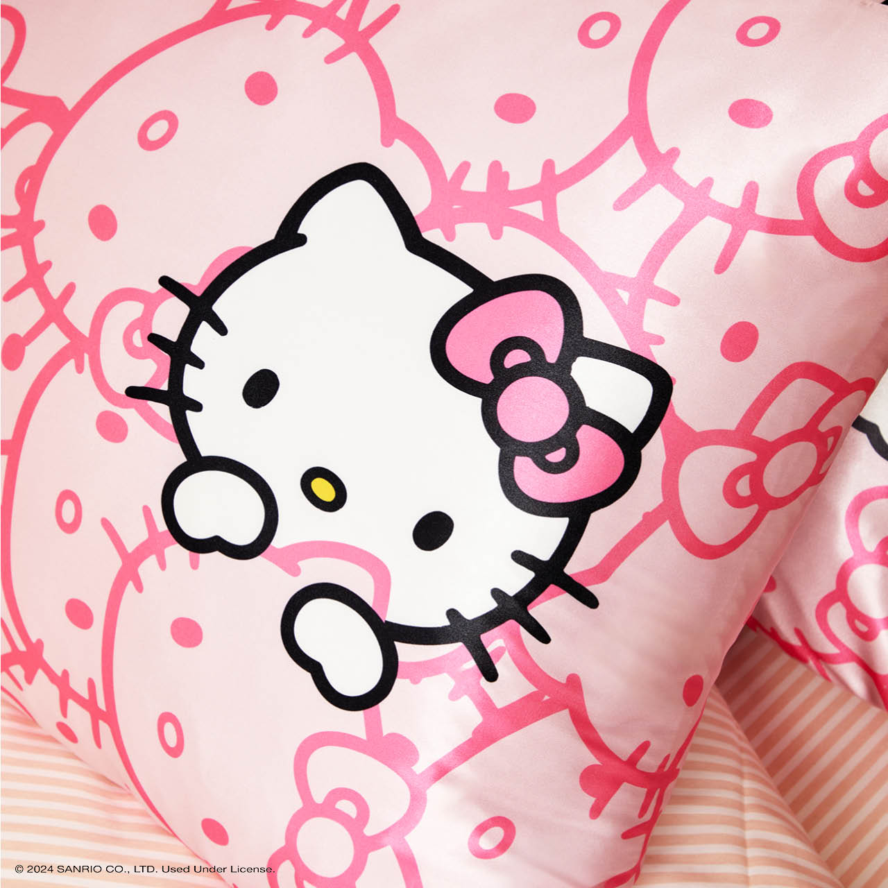 Kitsch x Hello Kitty Satin Pillowcase in Pink Hello Kitty Faces - King