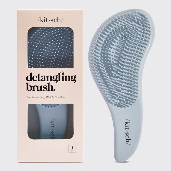 KITSCH Haze Blue Detangling Brush — hero product shot on a neutral background — Smooths tangles to finish your look with volume and shine — for a sleek, put-together finish