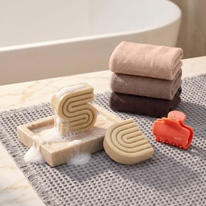Kitsch Coconut Oil Shampoo and Conditioner Bar Summer Welcome Kit with free African Net Sponge and Quick-Dry Bath Mat