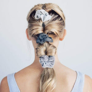 Velvet Scrunchies - Black/Gray - KITSCH